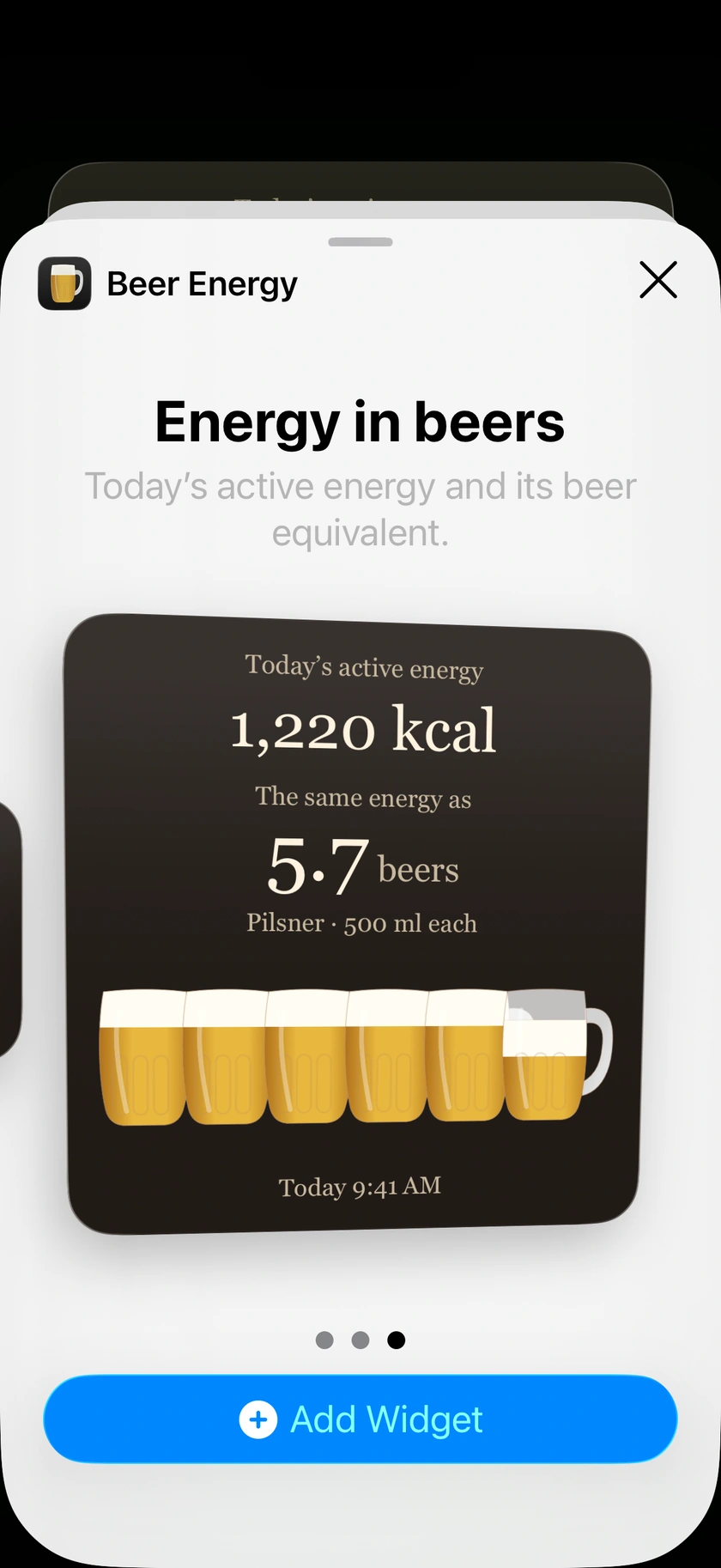 Large Beer Energy Home Screen widget