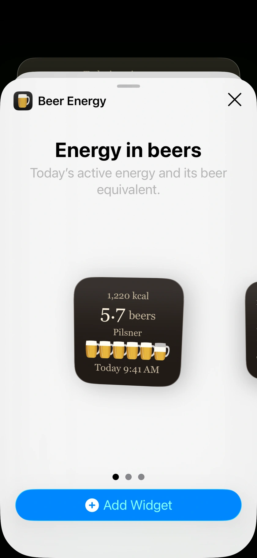 Small Beer Energy Home Screen widget