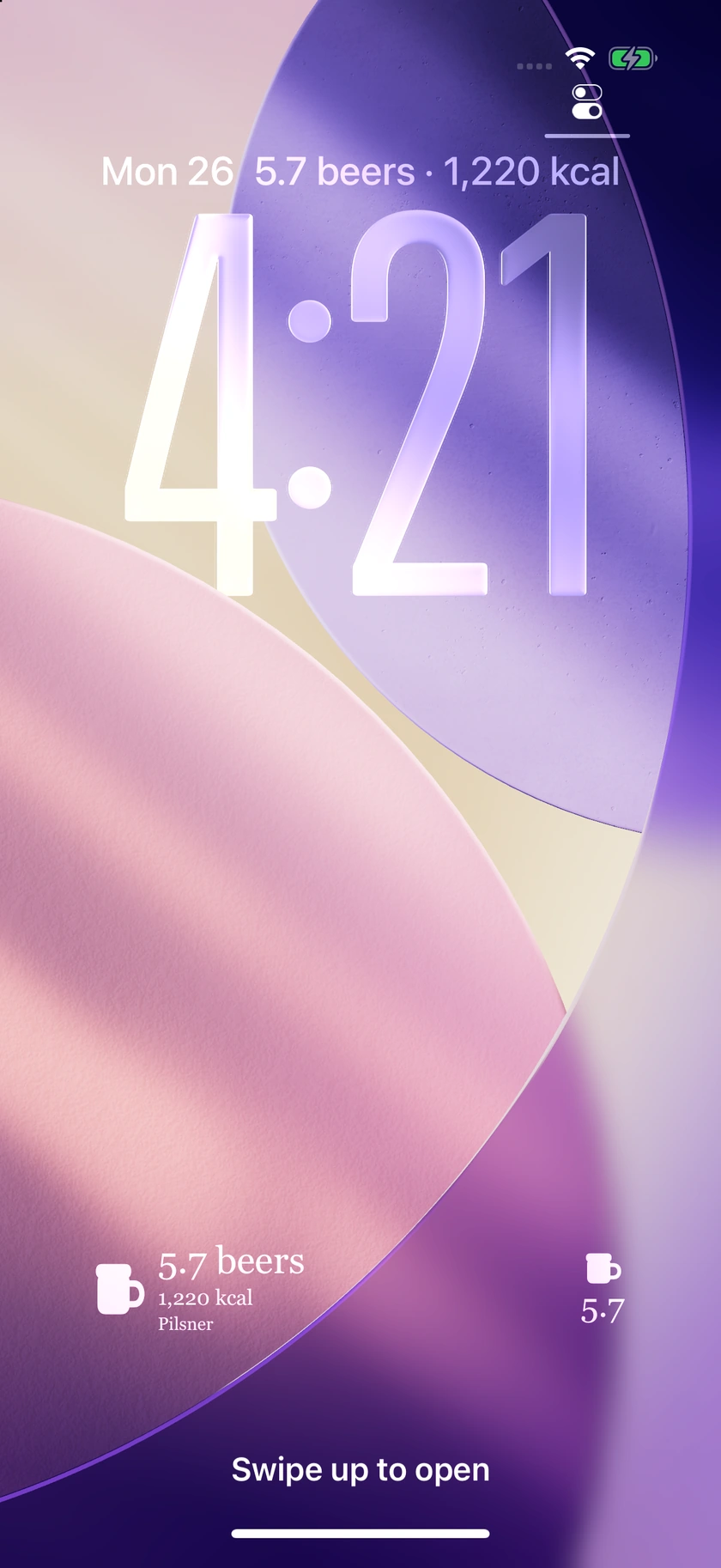 Beer Energy inline, rectangular and circular Lock Screen widget previews