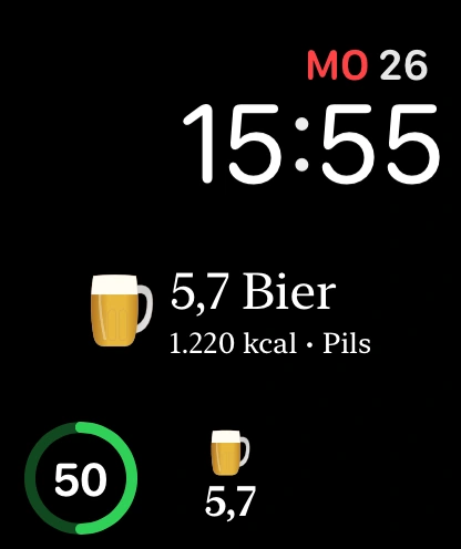 Vorschau der rechteckigen und kreisförmigen Beer Energy Komplikationen mit der kreisförmigen Komplikation in der Mitte